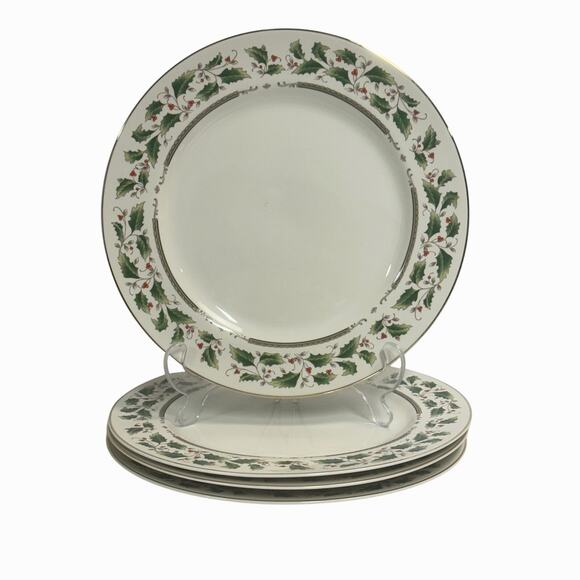 Royal Limited Japan 'Holly Holiday' Dinner Plates-Elegant and Rare-Set of 4 - Picture 1 of 7
